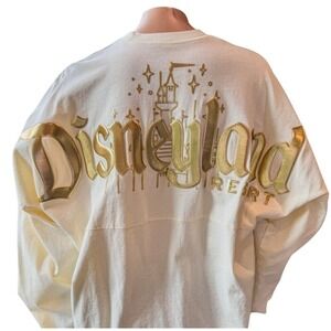 NWT Disneyland Resort Spirit Jersey Cream Gold Castle Long Sleeve Top XL